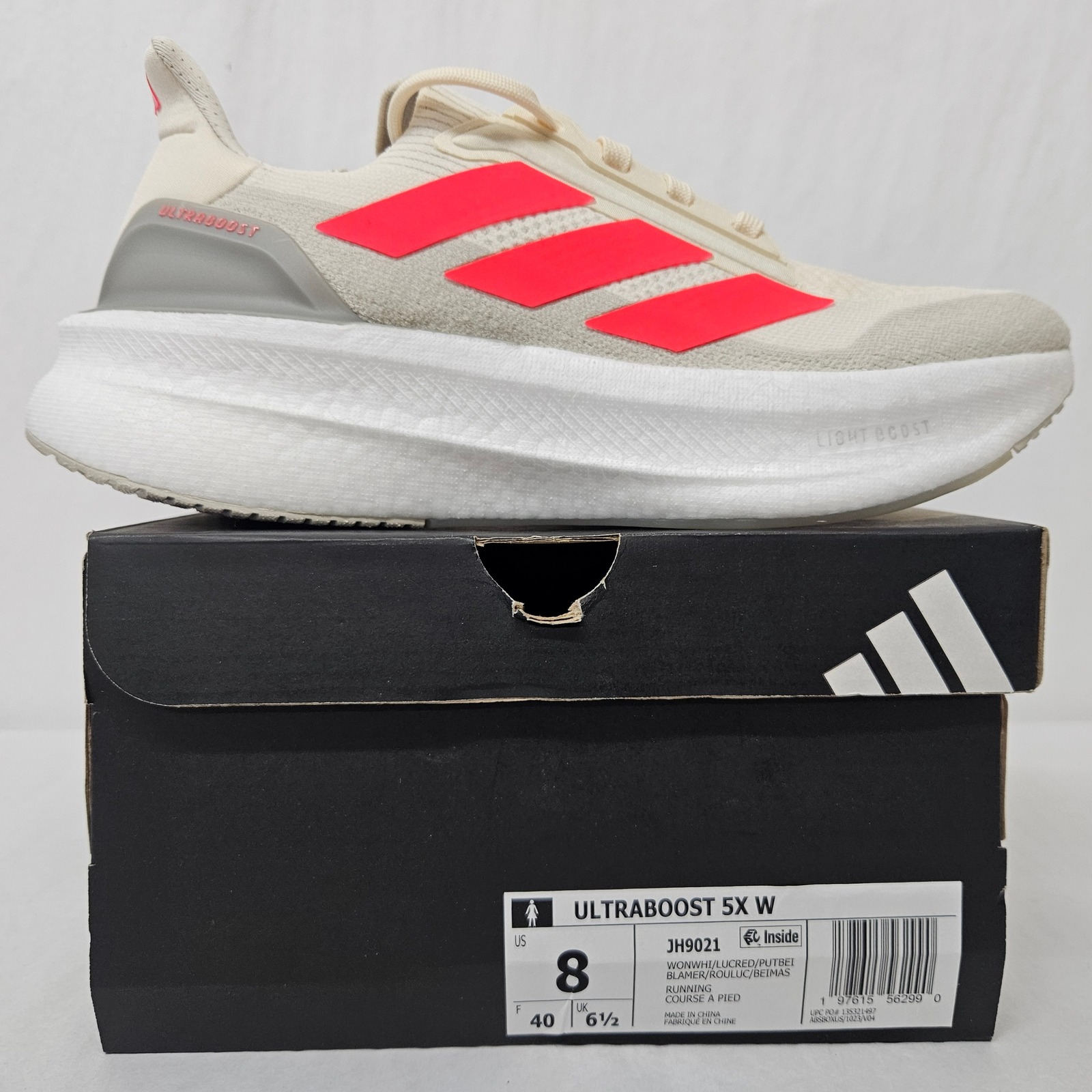 Adidas Ultraboost 5x W Running Shoes Jh9021 Wonder White Red Women's Size 8